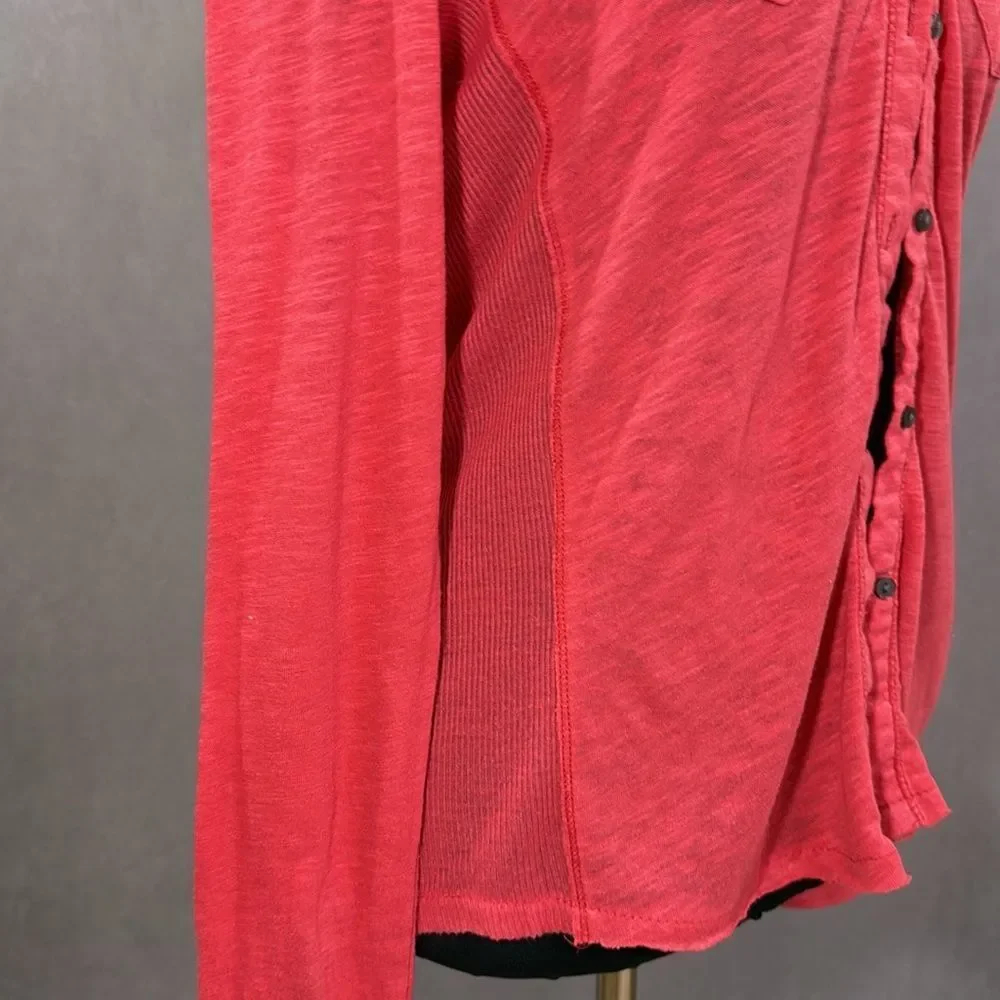 Aeropostale Coral Button-Up Long Sleeve Top